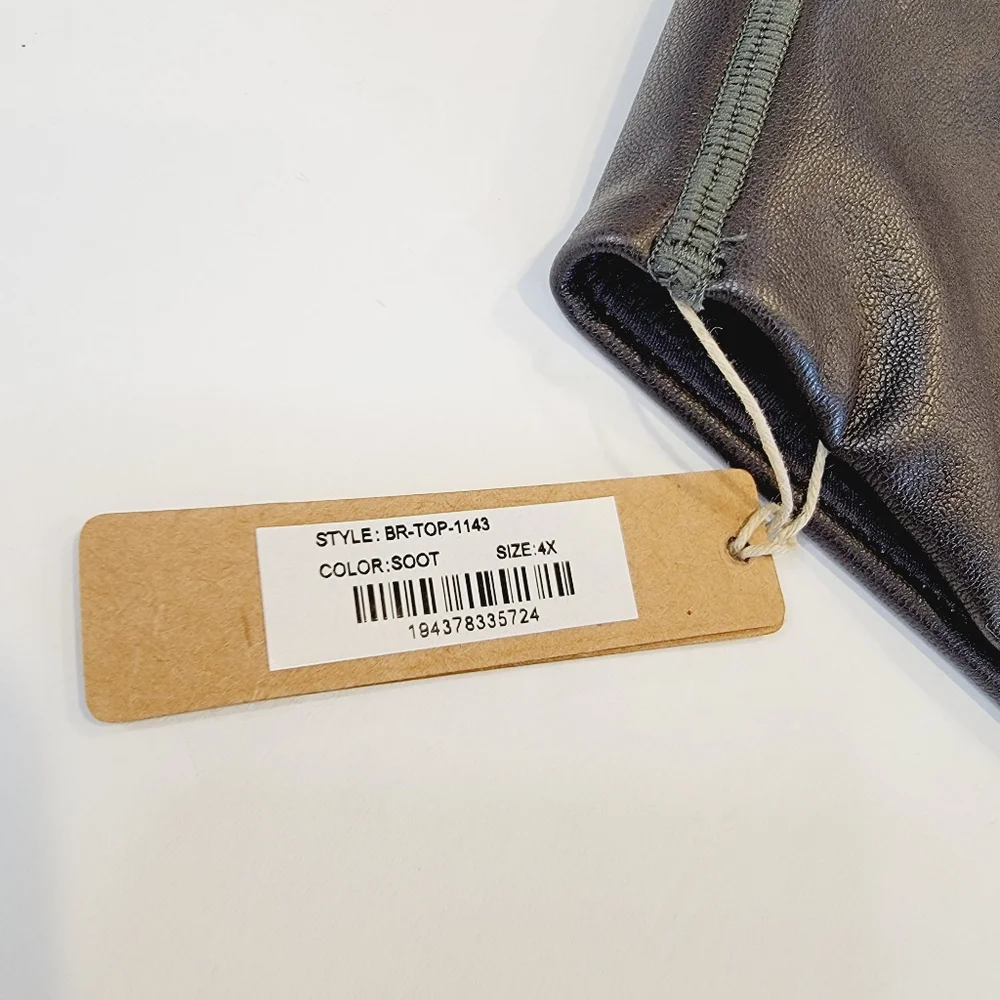 Skims Faux Leather Bra Bralette Size 4X In Soot Color NWT! Style BR-TOP-1143